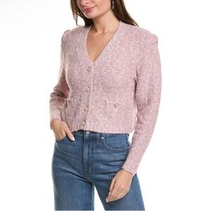 Central Park West Lennon Cardigan Purple Pink Button Front Size Small